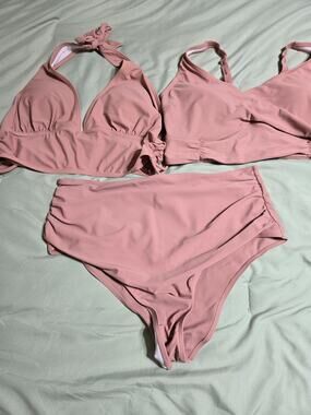 Unknown brand xl women's pink 3 piece swimsuit